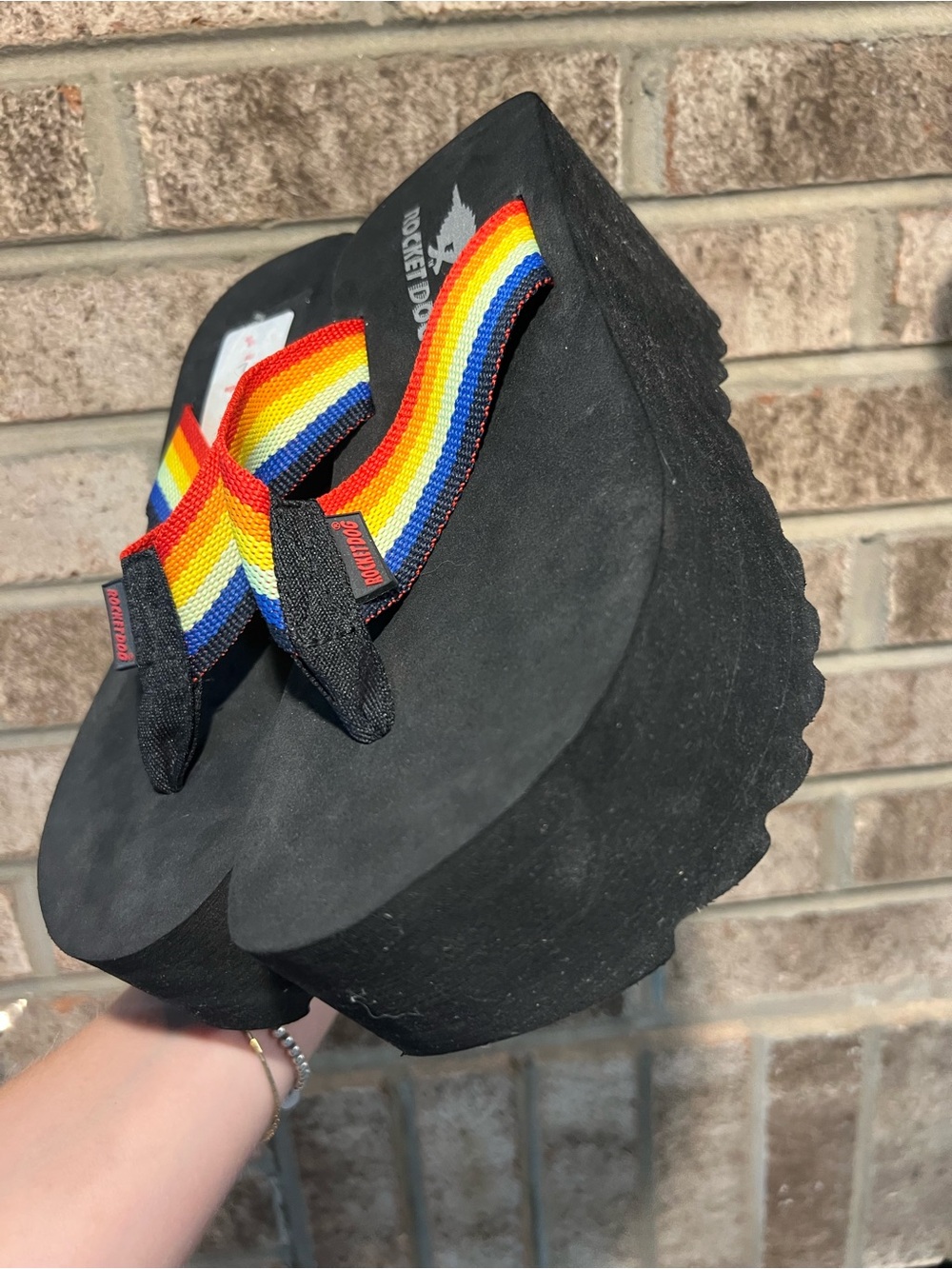 Rocket Dog Platform Wedge y2k Rainbow Flip Flops